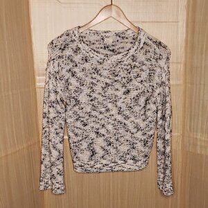 A New Day  Womens Black White Heathered Wide Cuff Sweater Medium